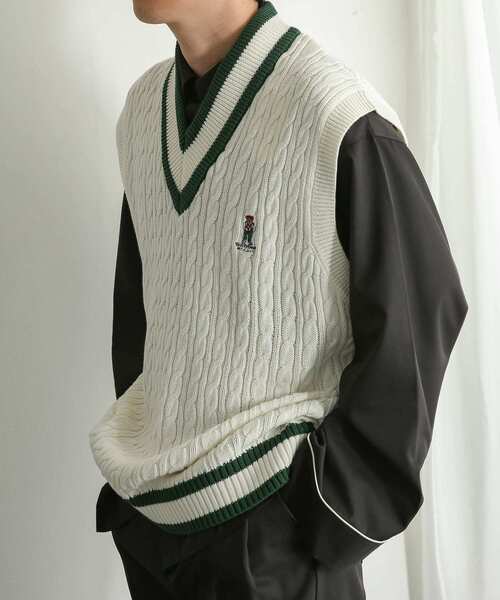 SENSE OF PLACE by URBAN RESEARCH（センスオブプレイスバイアーバンリサーチ）の「『別注』『ユニセックス』TeddyBear×SOP　テディベアチルデンニットベスト（ベスト・メンズ・ネイビー/アイボリー・LARGE/MEDIUM）」の19枚目の写真