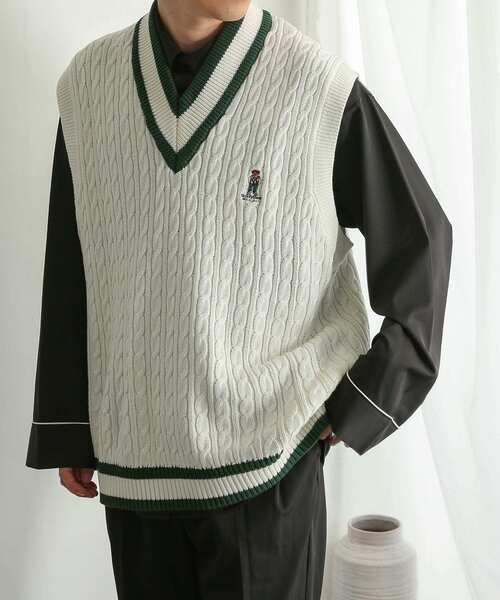 SENSE OF PLACE by URBAN RESEARCH（センスオブプレイスバイアーバンリサーチ）の「『別注』『ユニセックス』TeddyBear×SOP　テディベアチルデンニットベスト（ベスト・メンズ・ネイビー/アイボリー・LARGE/MEDIUM）」の20枚目の写真