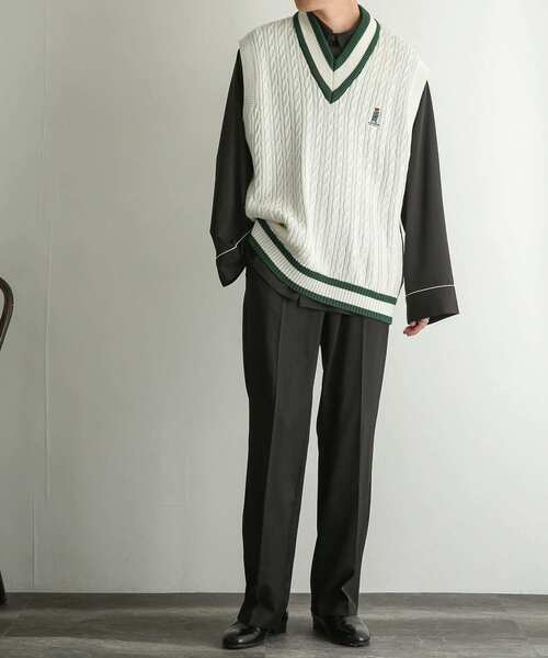 SENSE OF PLACE by URBAN RESEARCH（センスオブプレイスバイアーバンリサーチ）の「『別注』『ユニセックス』TeddyBear×SOP　テディベアチルデンニットベスト（ベスト・メンズ・ネイビー/アイボリー・LARGE/MEDIUM）」の21枚目の写真