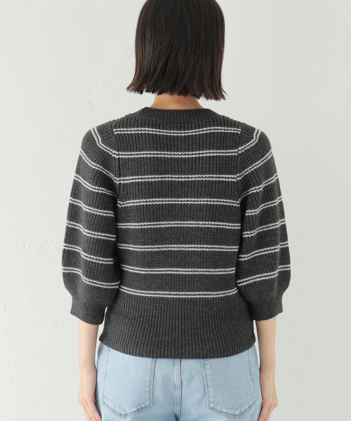 Spick & Span(スピックアンドスパン)の「ボーダーパフスリーブプルオーバー(ニット/セーター・レディース・チャコールグレー/ネイビー・FREE)」の18枚目の写真