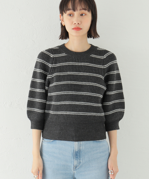 Spick & Span(スピックアンドスパン)の「ボーダーパフスリーブプルオーバー(ニット/セーター・レディース・チャコールグレー/ネイビー・FREE)」の22枚目の写真