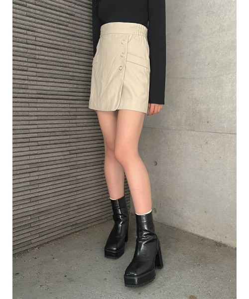 ENVYM(アンビー)の「ラップボタンSK(スカート・レディース・ブラック/ベージュ/チェック・FREE)」の2枚目の写真