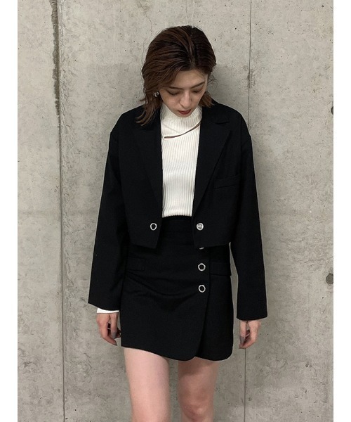 ENVYM(アンビー)の「ラップボタンSK(スカート・レディース・ブラック/ベージュ/チェック・FREE)」の7枚目の写真