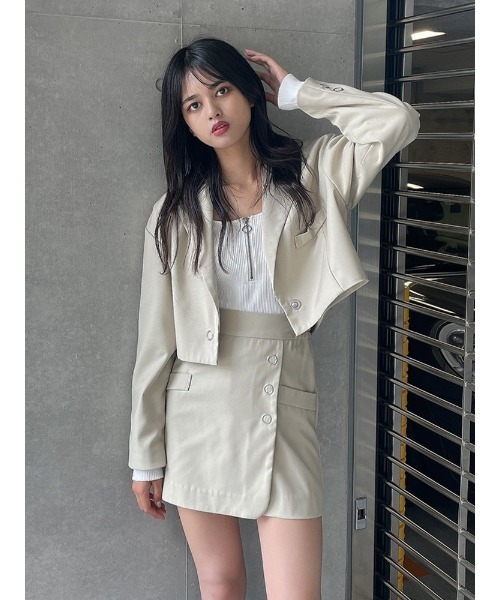 ENVYM(アンビー)の「ラップボタンSK(スカート・レディース・ブラック/ベージュ/チェック・FREE)」の12枚目の写真