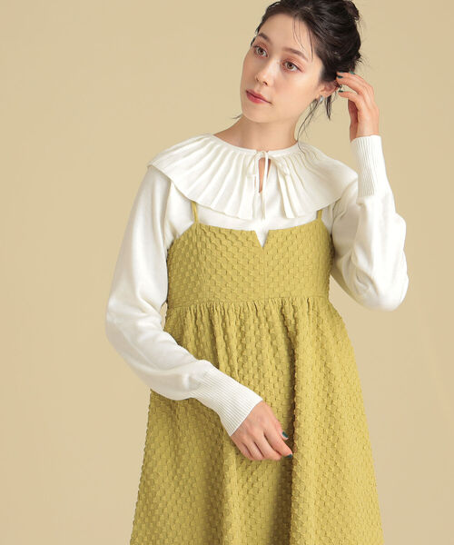 Ray BEAMS(レイビームス)の「Ray BEAMS / プリーツ カラー プルオーバー(ニット/セーター・レディース・オフホワイト/ブラック・ONE SIZE)」の13枚目の写真