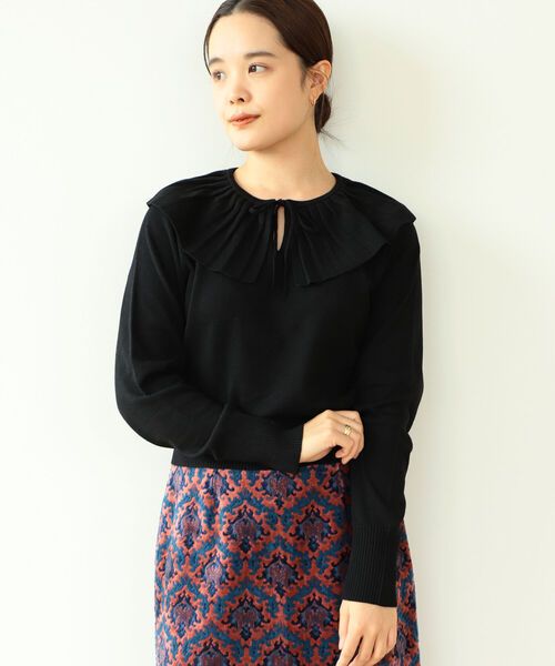 Ray BEAMS(レイビームス)の「Ray BEAMS / プリーツ カラー プルオーバー(ニット/セーター・レディース・オフホワイト/ブラック・ONE SIZE)」の18枚目の写真