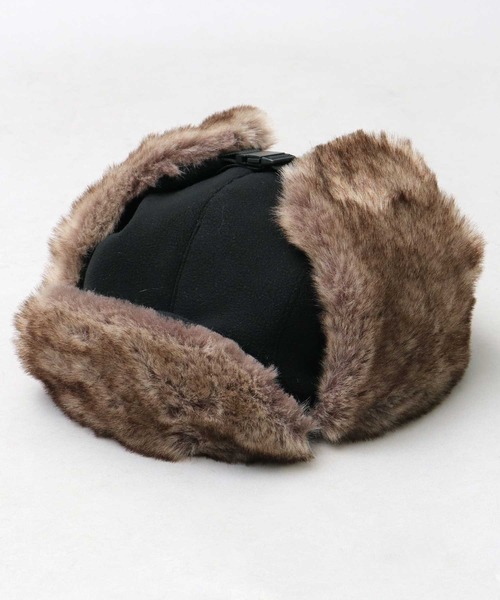 高密度フェイクファー×マイクロフリースフライトキャップ