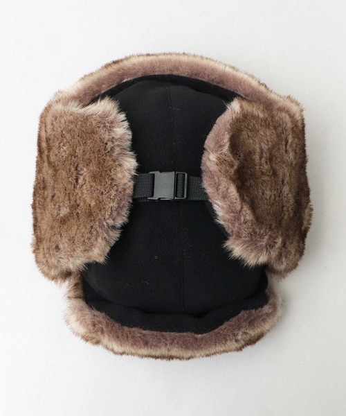 高密度フェイクファー×マイクロフリースフライトキャップ