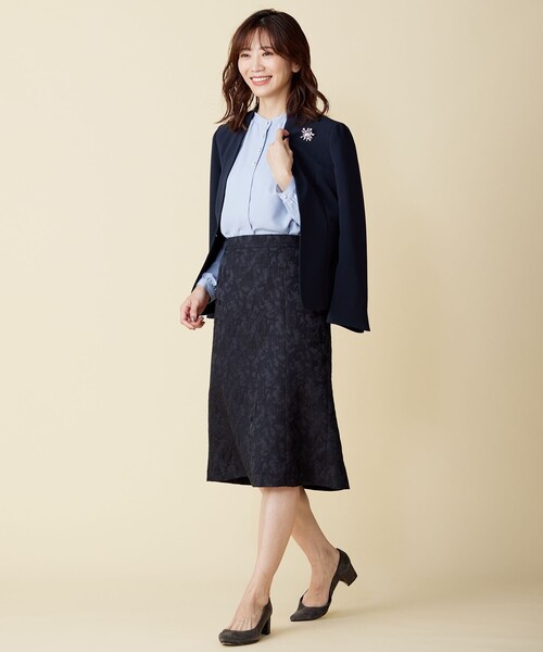J.PRESS(ジェイプレス)の「CARETTAジャカード スカート(スカート・レディース・ネイビー系・7/11/9)」の4枚目の写真