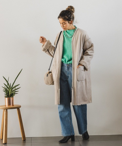 BAYFLOW(ベイフロー)の「ワイドリブニットプルオーバー(ニット/セーター・レディース・ピンク/グリーン/ブルー/チャコールグレー/オフホワイト/イエロー・FREE)」の21枚目の写真