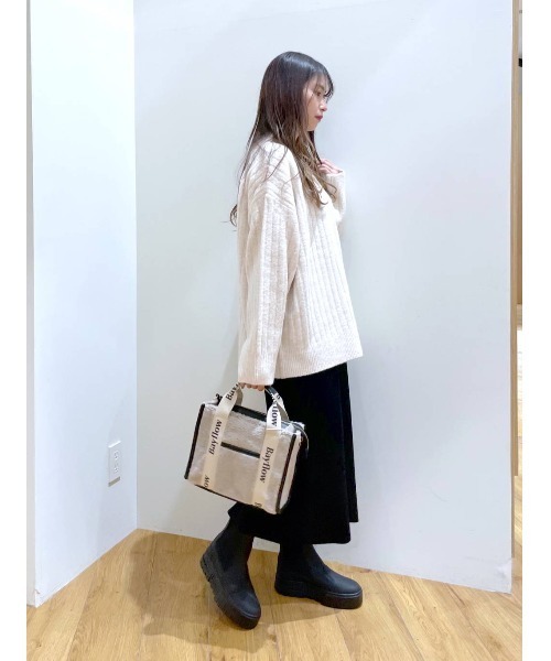 BAYFLOW(ベイフロー)の「ワイドリブニットプルオーバー(ニット/セーター・レディース・ピンク/グリーン/ブルー/チャコールグレー/オフホワイト/イエロー・FREE)」の7枚目の写真