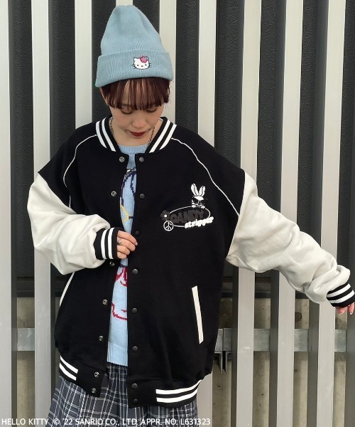 Candy Stripper（キャンディストリッパー）の「COOL BUNNY SWEAT STADIUM ジャンパー（スタジャン・レディース・ブラック/ヘザーグレー・2）」の14枚目の写真