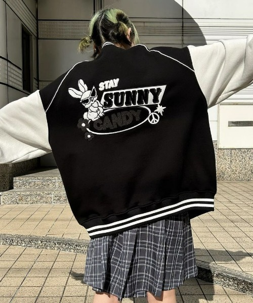 Candy Stripper（キャンディストリッパー）の「COOL BUNNY SWEAT STADIUM ジャンパー（スタジャン・レディース・ブラック/ヘザーグレー・2）」の22枚目の写真