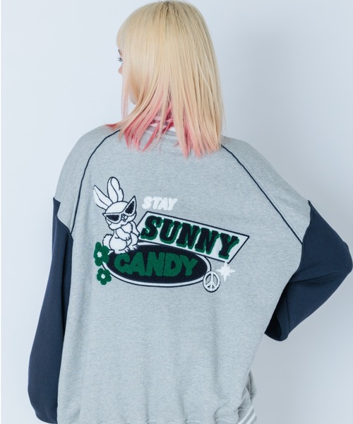 Candy Stripper（キャンディストリッパー）の「COOL BUNNY SWEAT STADIUM ジャンパー（スタジャン・レディース・ブラック/ヘザーグレー・2）」の17枚目の写真