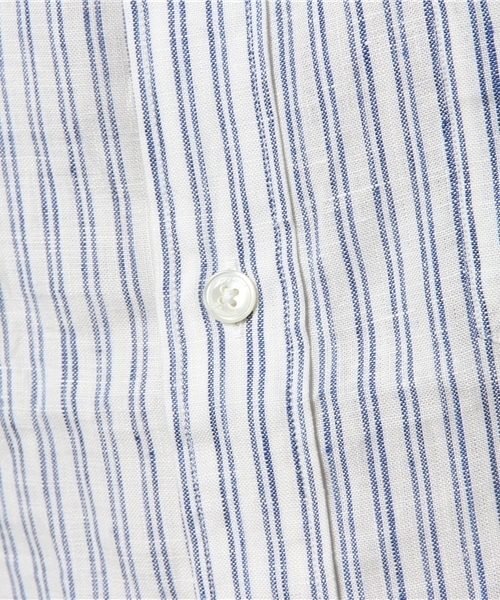 JOURNAL STANDARD（ジャーナルスタンダード）の「リネンブルーストライプ*レザーパイピングシャツ # （シャツ/ブラウス・メンズ・ダークブルー/コバルトブルー/ライトホワイト/ホワイト/ホワイト×ホワイト・MEDIUM/SMALL/LARGE）」の13枚目の写真