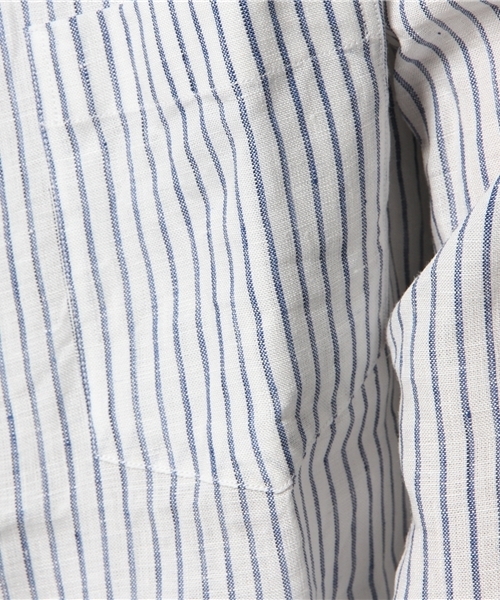 JOURNAL STANDARD（ジャーナルスタンダード）の「リネンブルーストライプ*レザーパイピングシャツ # （シャツ/ブラウス・メンズ・ダークブルー/コバルトブルー/ライトホワイト/ホワイト/ホワイト×ホワイト・MEDIUM/SMALL/LARGE）」の15枚目の写真