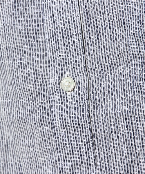 JOURNAL STANDARD（ジャーナルスタンダード）の「リネンブルーストライプ*レザーパイピングシャツ # （シャツ/ブラウス・メンズ・ダークブルー/コバルトブルー/ライトホワイト/ホワイト/ホワイト×ホワイト・MEDIUM/SMALL/LARGE）」の16枚目の写真