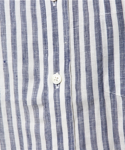 JOURNAL STANDARD（ジャーナルスタンダード）の「リネンブルーストライプ*レザーパイピングシャツ # （シャツ/ブラウス・メンズ・ダークブルー/コバルトブルー/ライトホワイト/ホワイト/ホワイト×ホワイト・MEDIUM/SMALL/LARGE）」の18枚目の写真