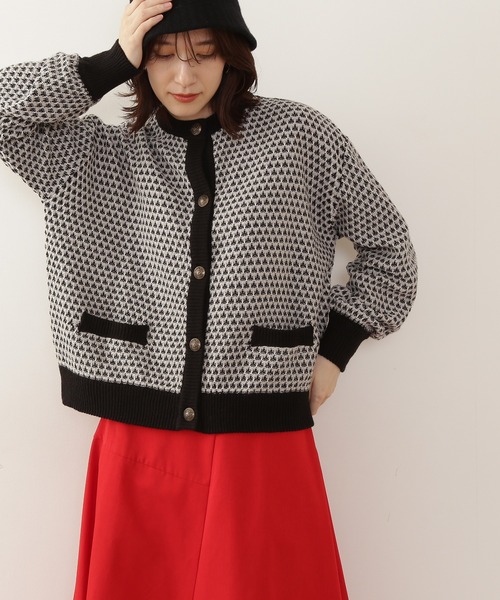 N.（N. Natural Beauty Basic）（エヌエヌナチュラルビューティーベーシック）の「◆ゴールドボタンツイードニットカーディガン（カーディガン/ボレロ・レディース・ブラック系その他/グリーン系その他/イエロー系その他・MEDIUM）」の2枚目の写真