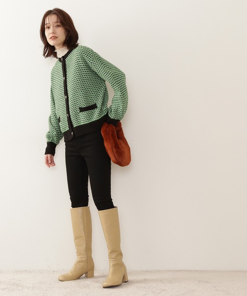 N.（N. Natural Beauty Basic）（エヌエヌナチュラルビューティーベーシック）の「◆ゴールドボタンツイードニットカーディガン（カーディガン/ボレロ・レディース・ブラック系その他/グリーン系その他/イエロー系その他・MEDIUM）」の6枚目の写真