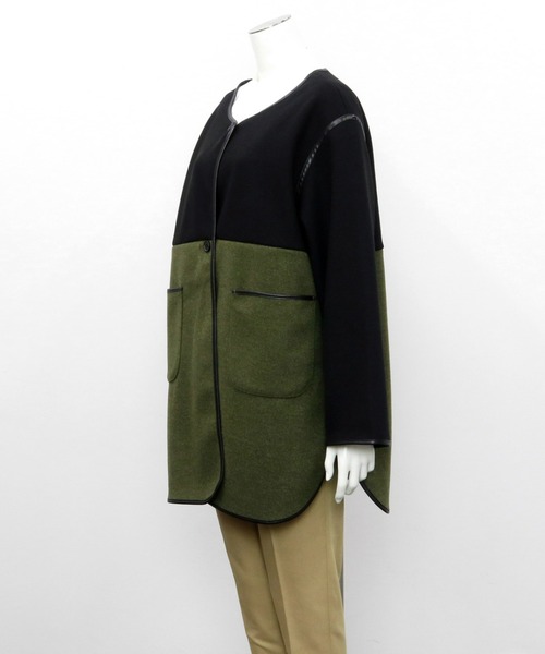 大人気完売品☆Cen. パイピングコート☆ノーカラージャケット☆ブラック☆日本製 大人気完売品☆Cen. パイピングコート☆ノーカラージャケット