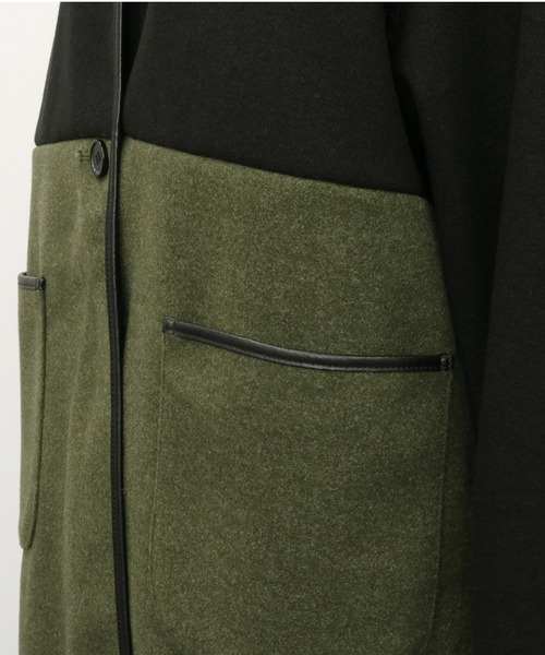 TOKYO SHIRTS（トウキョウシャツ）の「ノーカラーパイピングコート（ノーカラージャケット・レディース・カーキ・M/L）」の5枚目の写真