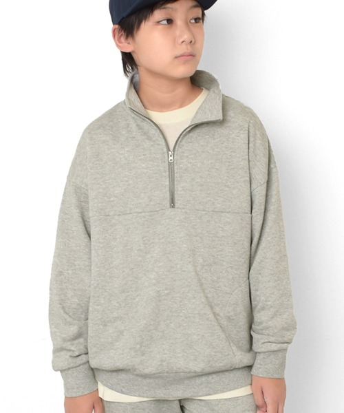 GLAZOS（グラソス）の「ハーフジップスウェット【セットアップ対応】（スウェット・キッズ・ライトベージュ/カーキ/ブラック/グレー・140cm/170cm/160cm/150cm）」の2枚目の写真