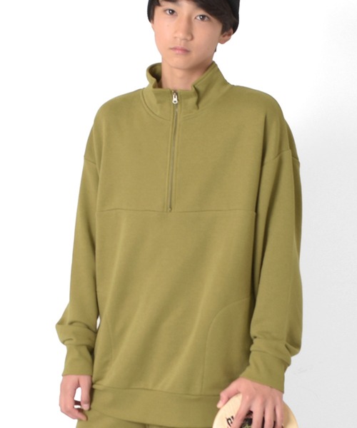 GLAZOS（グラソス）の「ハーフジップスウェット【セットアップ対応】（スウェット・キッズ・ライトベージュ/カーキ/ブラック/グレー・140cm/170cm/160cm/150cm）」の4枚目の写真