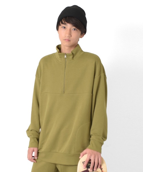 GLAZOS（グラソス）の「ハーフジップスウェット【セットアップ対応】（スウェット・キッズ・ライトベージュ/カーキ/ブラック/グレー・140cm/170cm/160cm/150cm）」の19枚目の写真