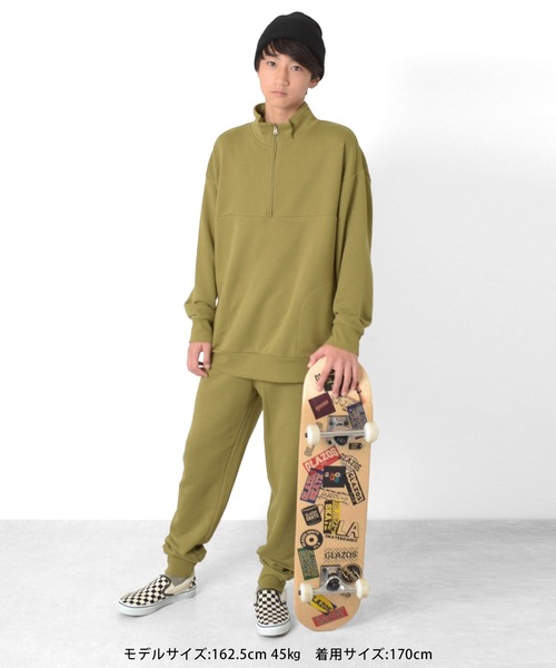 GLAZOS（グラソス）の「ハーフジップスウェット【セットアップ対応】（スウェット・キッズ・ライトベージュ/カーキ/ブラック/グレー・140cm/170cm/160cm/150cm）」の14枚目の写真