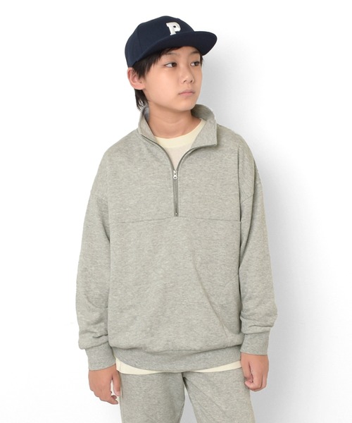 GLAZOS（グラソス）の「ハーフジップスウェット【セットアップ対応】（スウェット・キッズ・ライトベージュ/カーキ/ブラック/グレー・140cm/170cm/160cm/150cm）」の7枚目の写真