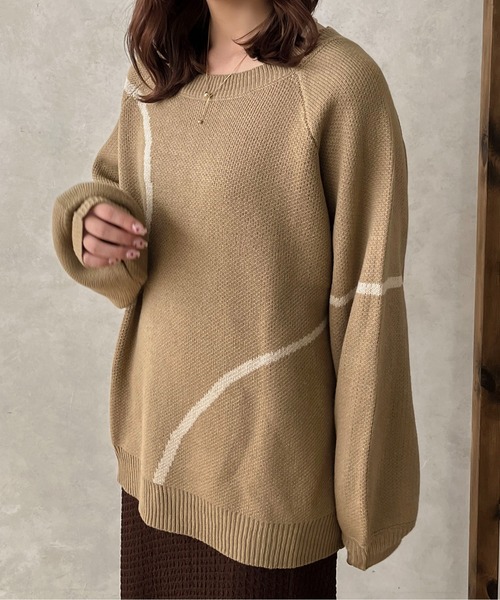 apres jour clair(アプレジュールクレア)の「【apres jour clair】ニュアンスラインニット【ZOZOTOWN限定アイテム】(ニット/セーター・レディース・ベージュ系その他/ブラウン系その他・X-LARGE/フリー)」の12枚目の写真