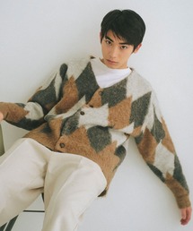 【UNISEX】アーガイルシャギーニットカーディガン