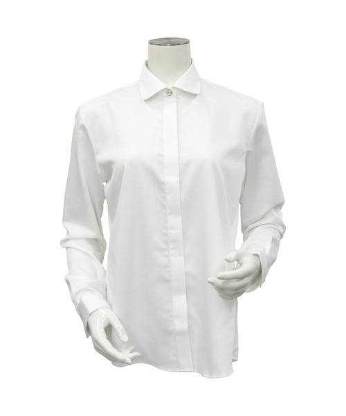 TOKYO SHIRTS(トウキョウシャツ)の「形態安定ノーアイロン ワイド衿 長袖ビジネスワイシャツ(ビジネスシャツ・レディース・ホワイト・LL/S/M/L/XL)」の3枚目の写真
