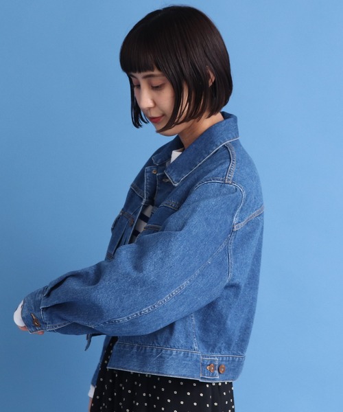 My Fav. CHILD WOMAN（マイファブチャイルドウーマン）の「12ozムラ糸デニムストーンバイオショートGジャン（デニムジャケット・レディース・ブルー・FREE）」の18枚目の写真