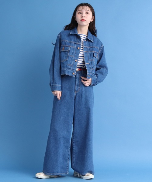 My Fav. CHILD WOMAN（マイファブチャイルドウーマン）の「12ozムラ糸デニムストーンバイオショートGジャン（デニムジャケット・レディース・ブルー・FREE）」の7枚目の写真