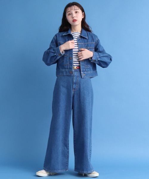 My Fav. CHILD WOMAN（マイファブチャイルドウーマン）の「12ozムラ糸デニムストーンバイオショートGジャン（デニムジャケット・レディース・ブルー・FREE）」の6枚目の写真