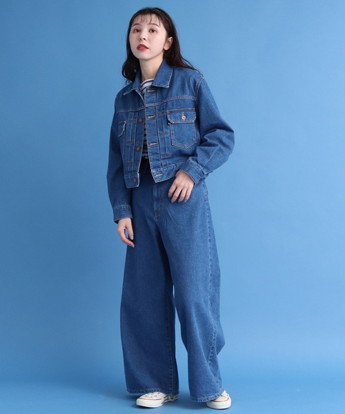 My Fav. CHILD WOMAN（マイファブチャイルドウーマン）の「12ozムラ糸デニムストーンバイオショートGジャン（デニムジャケット・レディース・ブルー・FREE）」の8枚目の写真