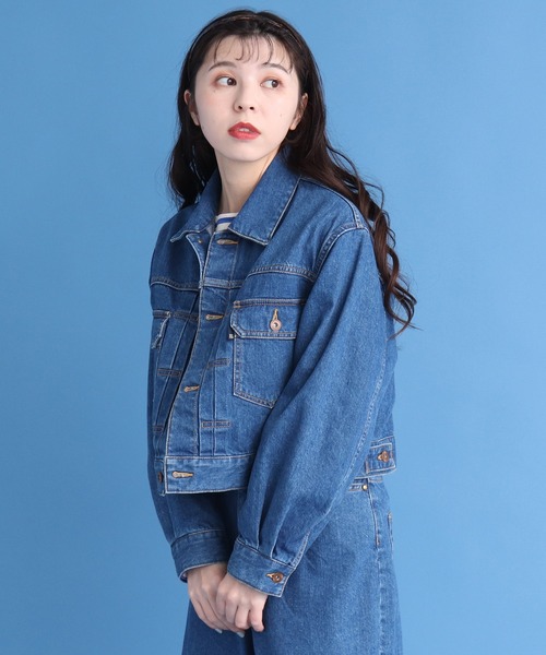 My Fav. CHILD WOMAN（マイファブチャイルドウーマン）の「12ozムラ糸デニムストーンバイオショートGジャン（デニムジャケット・レディース・ブルー・FREE）」の3枚目の写真