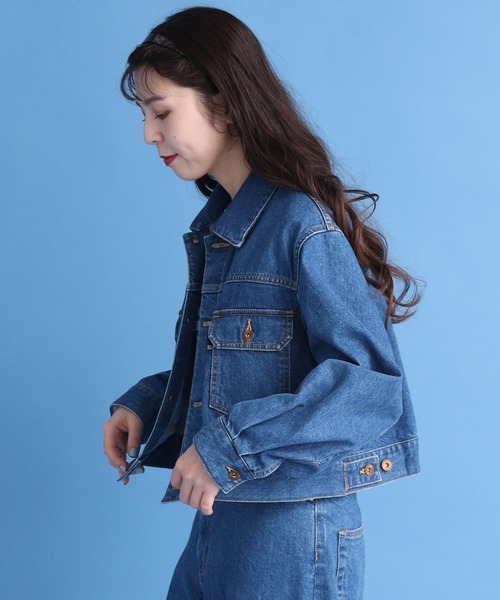 My Fav. CHILD WOMAN（マイファブチャイルドウーマン）の「12ozムラ糸デニムストーンバイオショートGジャン（デニムジャケット・レディース・ブルー・FREE）」の4枚目の写真