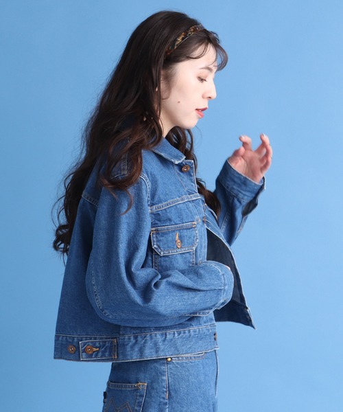 My Fav. CHILD WOMAN（マイファブチャイルドウーマン）の「12ozムラ糸デニムストーンバイオショートGジャン（デニムジャケット・レディース・ブルー・FREE）」の5枚目の写真