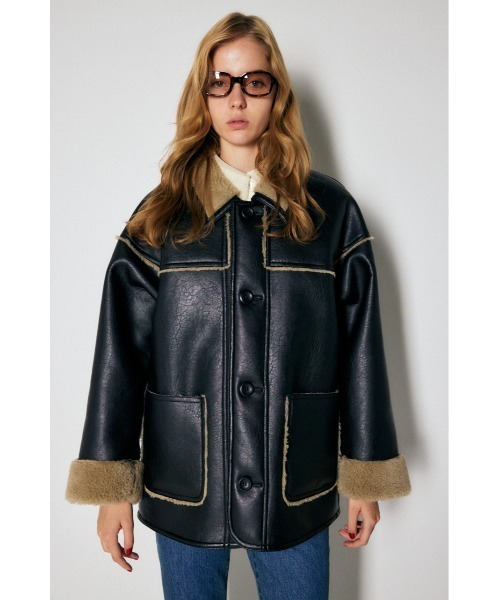 MOUSSY(マウジー)の「BONDING BAL COLLAR ジャケット(ムートンコート・レディース・キナリ/ブラウン/ブラック・FREE)」の20枚目の写真