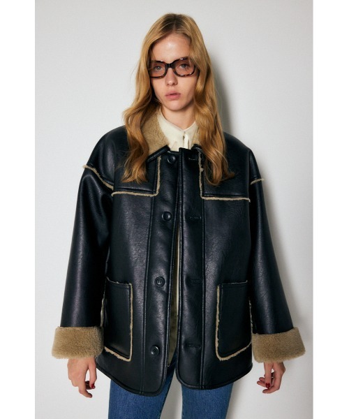 MOUSSY(マウジー)の「BONDING BAL COLLAR ジャケット(ムートンコート・レディース・キナリ/ブラウン/ブラック・FREE)」の11枚目の写真