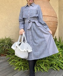 バイカラーシャツワンピース