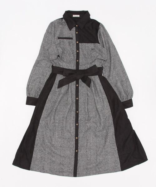 axes femme(アクシーズファム)の「バイカラーシャツワンピース(シャツワンピース・レディース・ブラウン/ネイビー/ブラック・FREE)」の5枚目の写真
