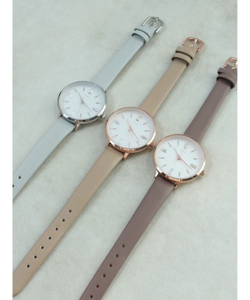 Three Four Time（ｽﾘｰﾌｫｰﾀｲﾑ）の「ストーン合皮ウォッチ　/　時計（アナログ腕時計・レディース・ブルー/グレー/ベージュ・FREE）」の12枚目の写真