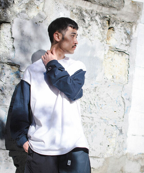 Champion（チャンピオン）の「Champion × BEAMS / 別注 2トーン ロングスリーブ Tシャツ（Tシャツ/カットソー・メンズ・ブラック/ホワイト/グレー系その他・M/XL/L）」の12枚目の写真