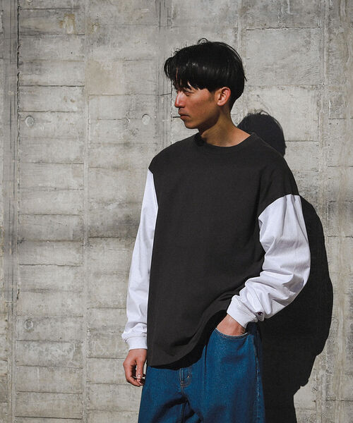 Champion（チャンピオン）の「Champion × BEAMS / 別注 2トーン ロングスリーブ Tシャツ（Tシャツ/カットソー・メンズ・ブラック/ホワイト/グレー系その他・M/XL/L）」の16枚目の写真