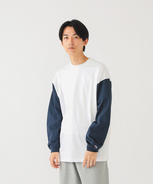 Champion（チャンピオン）の「Champion × BEAMS / 別注 2トーン ロングスリーブ Tシャツ（Tシャツ/カットソー・メンズ・ブラック/ホワイト/グレー系その他・M/XL/L）」の9枚目の写真