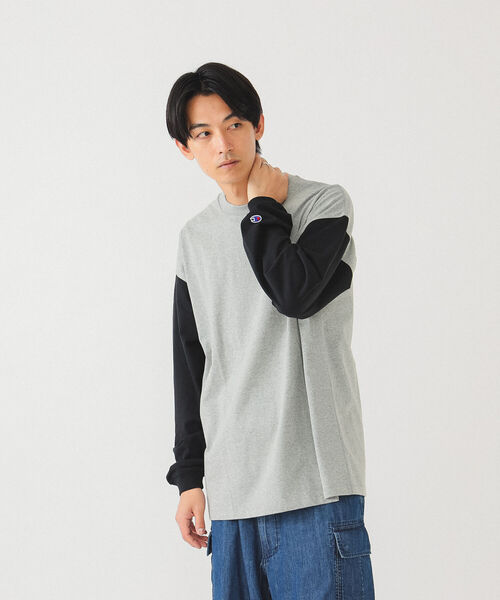 Champion（チャンピオン）の「Champion × BEAMS / 別注 2トーン ロングスリーブ Tシャツ（Tシャツ/カットソー・メンズ・ブラック/ホワイト/グレー系その他・M/XL/L）」の11枚目の写真